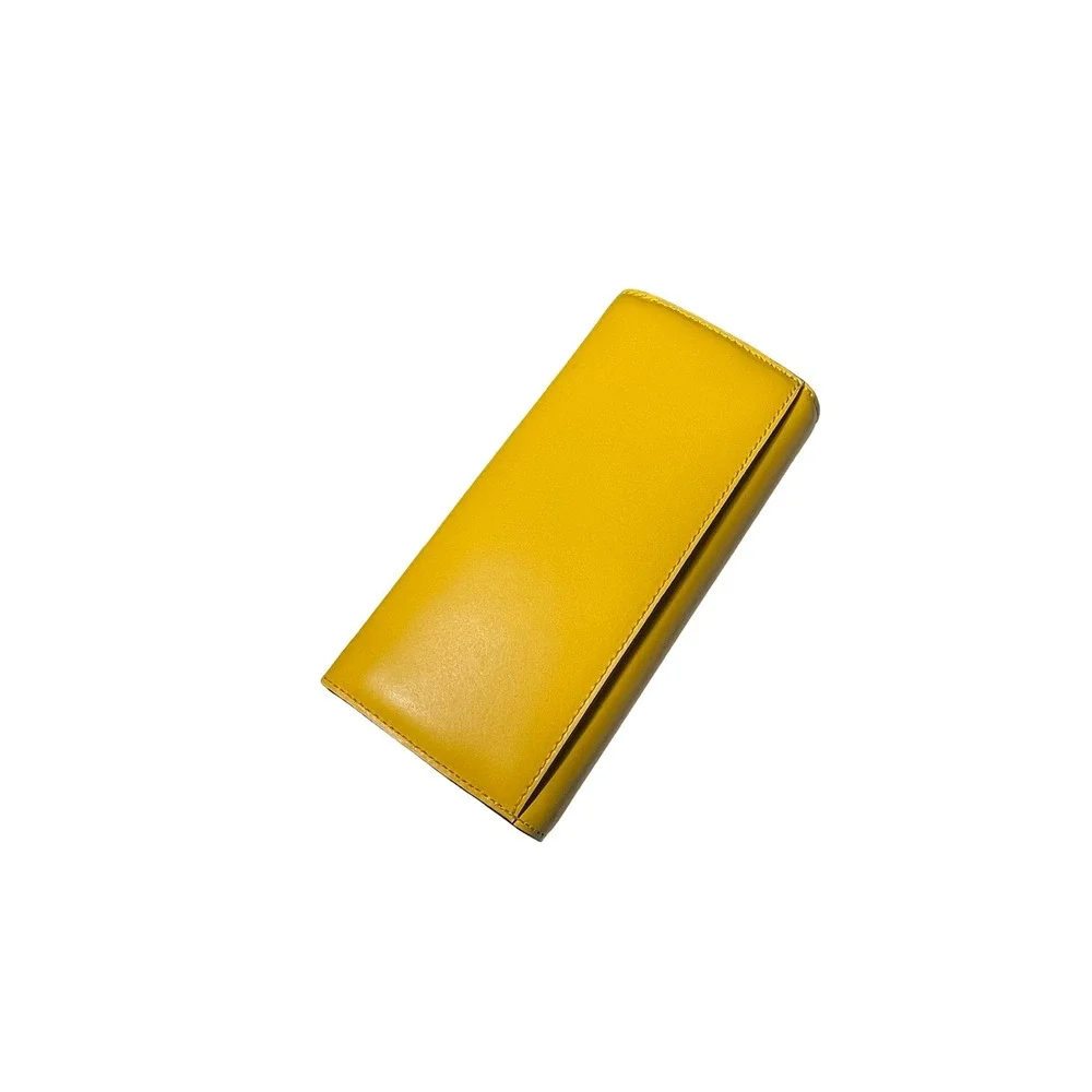 Michael Kors MK Yellow Leather Continental Wallet Gold Logo Flap - Picture 2 of 7